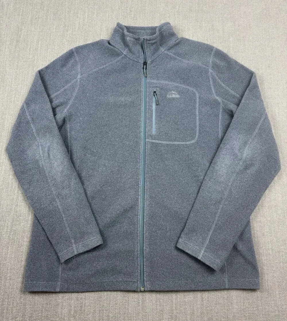 L.L. Bean Fleece Jacket Men’s LT Tall Blue Full Zip Slightly Fitted Hiking Coat